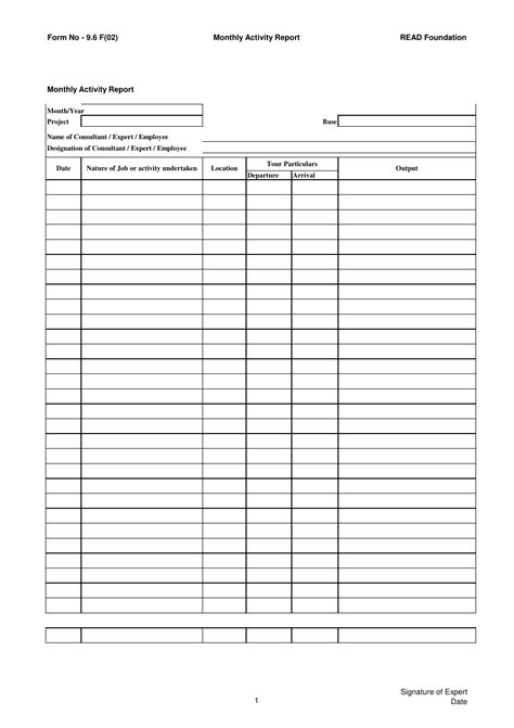 monthly activity report template